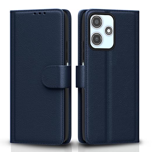 Pikkme Flip Cover Leather Finish | Inside TPU with Card Pockets | Wallet Stand and Shock Proof | Complete Protection Flip Case for Redmi 12