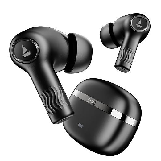 boAt Nirvana Ion, 120HRS Battery, Crystal Bionic Sound w/Dual EQ Modes, 4Mics ENx, App Support, Low Latency, IPX4, v.5.2 Bluetooth Earbuds,