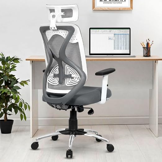 Da URBAN® Merlion Office Chair,High Back Mesh Ergonomic Home Office Desk Chair with 3 Years Warranty, Adjustable Armrests,Adjustable Lumbar
