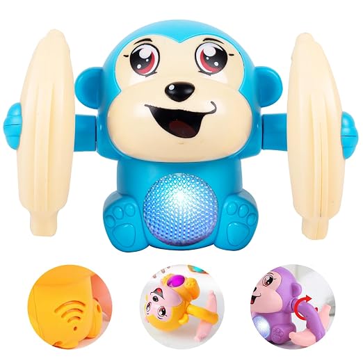 Gooyo GY-2029 Voice Control Banana Dancing Monkey Toy | Spinning, Rolling and Tumbling Toy for Kids with Bright LED Lights & Sound Effects