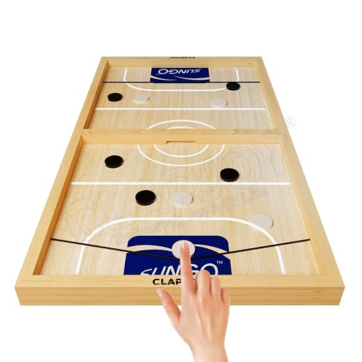 Clapjoy Slingo Fastest Finger First Board Game for Adults & Kids Wooden String Hockey Game Sling Puck Board Hockey Toy Perfect for Family