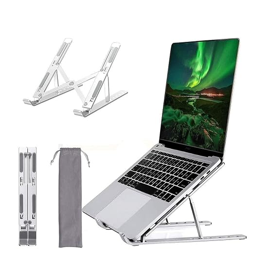 Dyazo 6 Angles Adjustable Aluminum Ergonomic Foldable Portable Tabletop Laptop/Desktop Riser Stand Holder Compatible for MacBook, HP, Dell