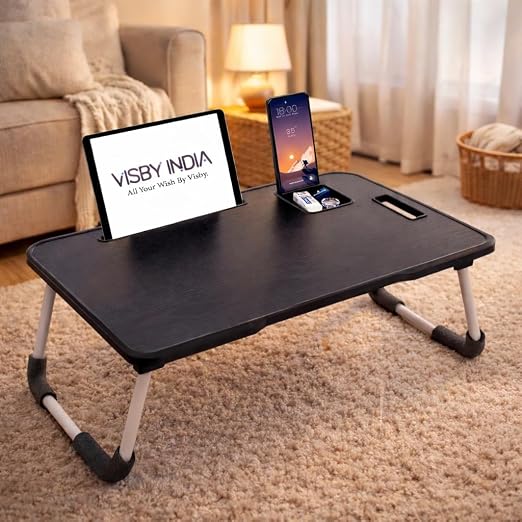 SPHENI Smart Multipurpose Foldable Laptop Table with Cup Holder, Study Table, Bed Table, Breakfast Table, Foldable and Portable/Ergonomic &