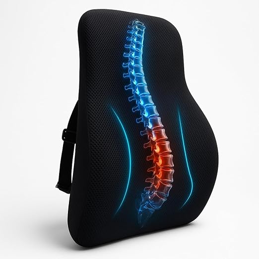 Voltonix Memory Foam Car Seat Back Support, Orthopedic Lumbar Back Rest for Back Pain Relief, Back Support Pillow for Office ChairCar