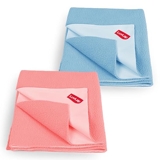 LuvLap Instadry Waterproof Baby Dry Sheet, Small Size 50x70 cm, Extra Absorbent Quick Dry Sheet for New Born,Toddler, Anti-Piling Fleece
