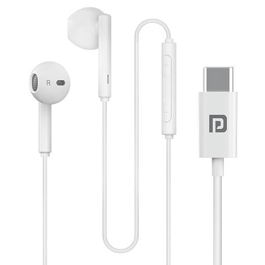 Portronics Conch Theta C in Ear Type C Wired Earphones with in Line HD Mic, Powerful Audio, 14.2mm Driver, Unique Earbuds Design, TPE Anti