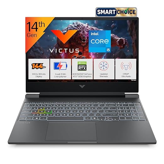 HP Smartchoice Victus, 14th Gen Intel Core i5-14450HX, 6GB RTX 3050, 24GB DDR5(Upgradeable) 512GB SSD, 144Hz, 300 nits, 15.6''/39.6cm