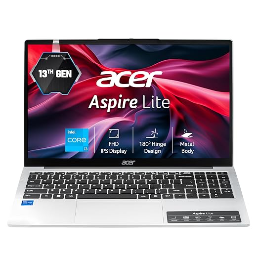 Acer Aspire Lite, 13th Gen Intel Core i3-1305U, 8GB RAM, 512GB SSD, FHD, 15.6" Windows 11 Home, Steel Gray, AL15-53, Metal Body Laptop