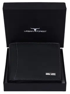 URBAN FOREST Oliver Black Leather Wallet for Men with RFID Protection