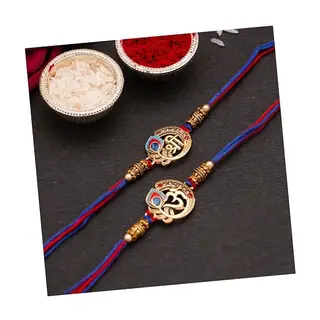 CraftVatika Kundan Rakhi Set for Brother Set of 2, Designer Peacock Rakhi for Brother Boy Men, Premium Kalash Raki for Bhaiya, Traditional Rakshabandhan Rakhis with Best Wishes Card and Tillak Set