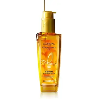 L'Oreal Paris Extraordinary Oil Hair Serum - Heat Protection, 100ml | 100ml multi-use serum with 6 flower oils for frizz-free, shiny hair. Heat protection up to 230°C & UV protection too.