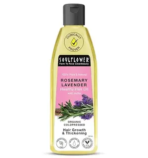 Soulflower Rosemary Lavender Hair Oil For Healthy Hair, Scalp Nourishment, Hair Growth - 100% Pure & Natural Undiluted Cold Pressed Oil, 120Ml