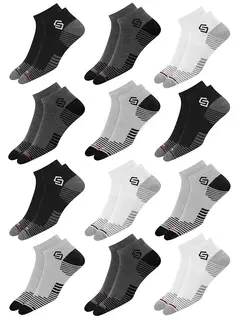 SWAGR 12 Pairs Sports Cotton Ankle Length Socks for Men, Pack of 12., Assorted
