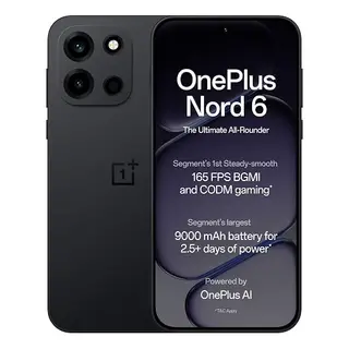 OnePlus Nord 6 | 8GB+256GB | Pitch Black | Snapdragon 8s Gen 4 | Segment's First Stable 165FPS Gaming | Segment's Largest 9000mAh Battery |