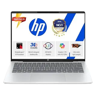 HP OmniBook 5 OLED (Previously Pavilion), Snapdragon X Processor 45 Tops (16GB LPDDR5x, 512GB SSD), 2K 14''/35.6cm, Win11, Office24,