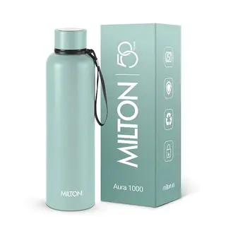 Milton Aura 1000 Thermosteel Water Bottle, 24 Hr Hot and Cold I Leak Proof Lid, ISI Certified I Vacuum Insulated I for Office, Gym, School