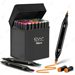 Cable World Dual Tips 48 Colors Markers Set, Art Markers for Adult Coloring Books, Artist Drawing Sketch Markers Set with Fine & Brush Tip