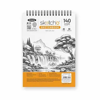 Anupam Sketch-O Sketchbook A5 | 60 Sheet 120 Pages | 140GSM | Durable Acid Free Drawing Paper |Top Spiral-Bound Sketchpad for Artists Kids