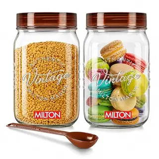 MILTON Vintage Plastic Storage Jar and Container Set, Airtight & BPA Free Containers for Kitchen Storage, Grocery Kitchen Container