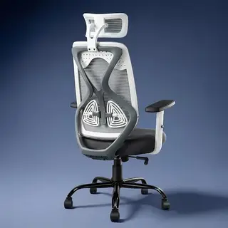 CELLBELL C190 Berlin Office Chair, High Back Mesh Ergonomic Home Office Desk Chair (Grey - White)