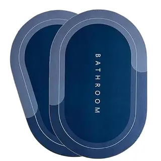 VERVENIX Pack of 2 Bathroom Mats Anti Slip Quick Dry Soft Water Absorbing | Oval Anti-Skid Non-Slip Rubber Doormat for Home, Kitchen &