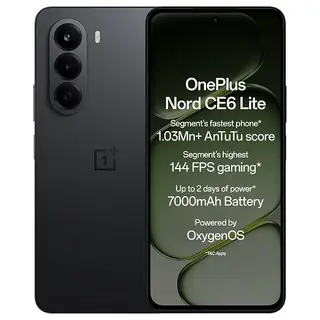 OnePlus Nord CE6 Lite | 8GB+128GB | Hyper Black | Segment's Fastest Dimensity 7400 Apex Processor | 7000mAh Battery | Segment's Highest