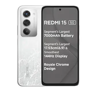 REDMI 15 5G Frosted White (8GB + 256GB) | Segment's Largest 7000mAh Battery | 144Hz Display | Snapdragon 6s Gen 3