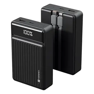 Portronics Luxcell Bind Mini 20k 20000mAh Powerbank with 22.5W Fast Charging, in-Built Type C PD / 8 Pin Cable, LED Display